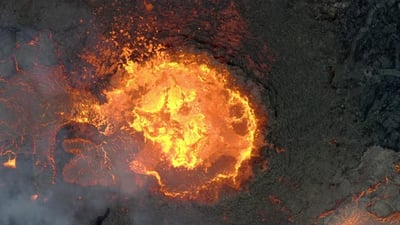 Close up shot of a volcanic crater in Iceland.